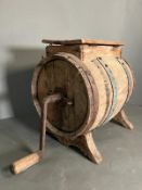 A wooden butter churn