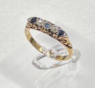 An 18ct sapphire and diamond ring, size M, approximate weight 3g