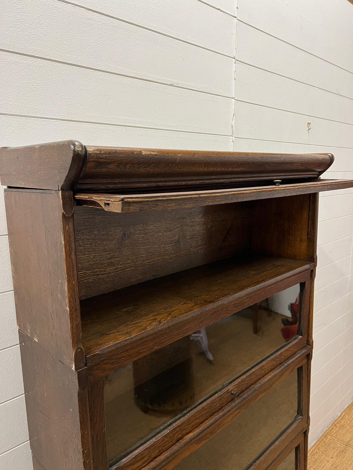 A five tier Casler oak and glazed,barristers bookcase (H166cm W87cm D30cm) - Image 3 of 3