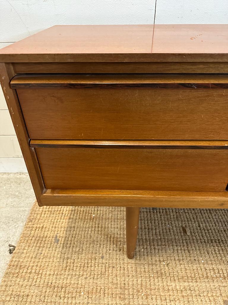 A Mid Century teak six drawer sideboard AF (H66cm W145cm D42cm) - Image 4 of 7