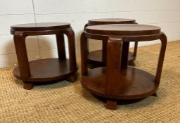 Three small wooden Art Deco side tables comprising of four Bentwood supports and shelf under (