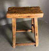 A rustic wooden stool (leg AF) (H49cm W39cm)