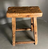 A rustic wooden stool (leg AF) (H49cm W39cm)