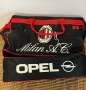 A vintage A.C Milan sports bag, formerly the property of a FA and UEFA delegate