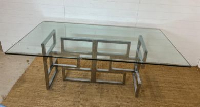 Mid Century Post-Modern Geometric chrome dining table ( 190cm x 100cm x 74cm)