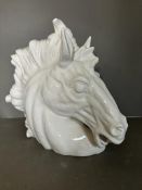 A white decorative ceramic horses head (H41cm)