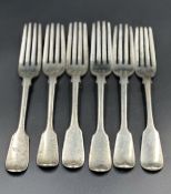A selection of six Victorian silver Forks, various makers and years, with an approximate total