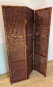 A wicker room screen (each panel 183cm x 45cm) (three panel in total)