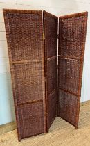 A wicker room screen (each panel 183cm x 45cm) (three panel in total)