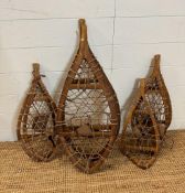 A selection of Steven vintage wooden webbed snow shoes