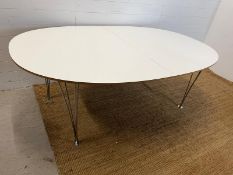 A Bruno Mathsson Scandinavian dining table with chrome legs (H73cm W200cm D120cm each leaf 50cm)