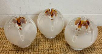 Three Mid Century Murano glass opaque globe lamp shade