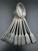 A set of nine silver teaspoons by Chawner & Co, hallmarked for London 1871, approximate total weight