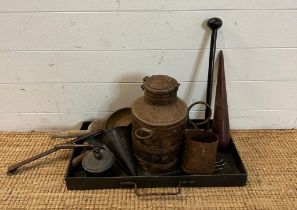 A selection of copper, wood and metal curios