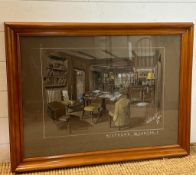 A pastel picture of a gentleman rooms titled "Stephens Quaters" and signed lower right, dated 1981