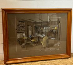 A pastel picture of a gentleman rooms titled "Stephens Quaters" and signed lower right, dated 1981