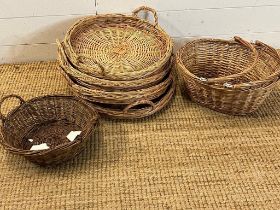 Six woven baskets various sizes