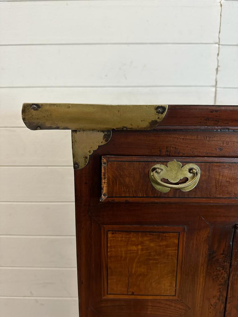 A Korean two toned cabinet comprising of two cupboards with four drawers over, brass hinges, handles - Image 4 of 6