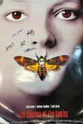 A film poster for the silence of the lambs signed by cast members Anthony Hopkins, Jodie Foster
