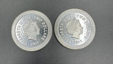 Two Athenian Owl 1oz 999 Fine Silver 2017 AOE Coins