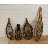 A selection of Steven vintage wooden webbed snow shoes