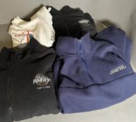 A selection of crew fleeces and jumpers from films including Judge Dredd, Tomb Raider and a View