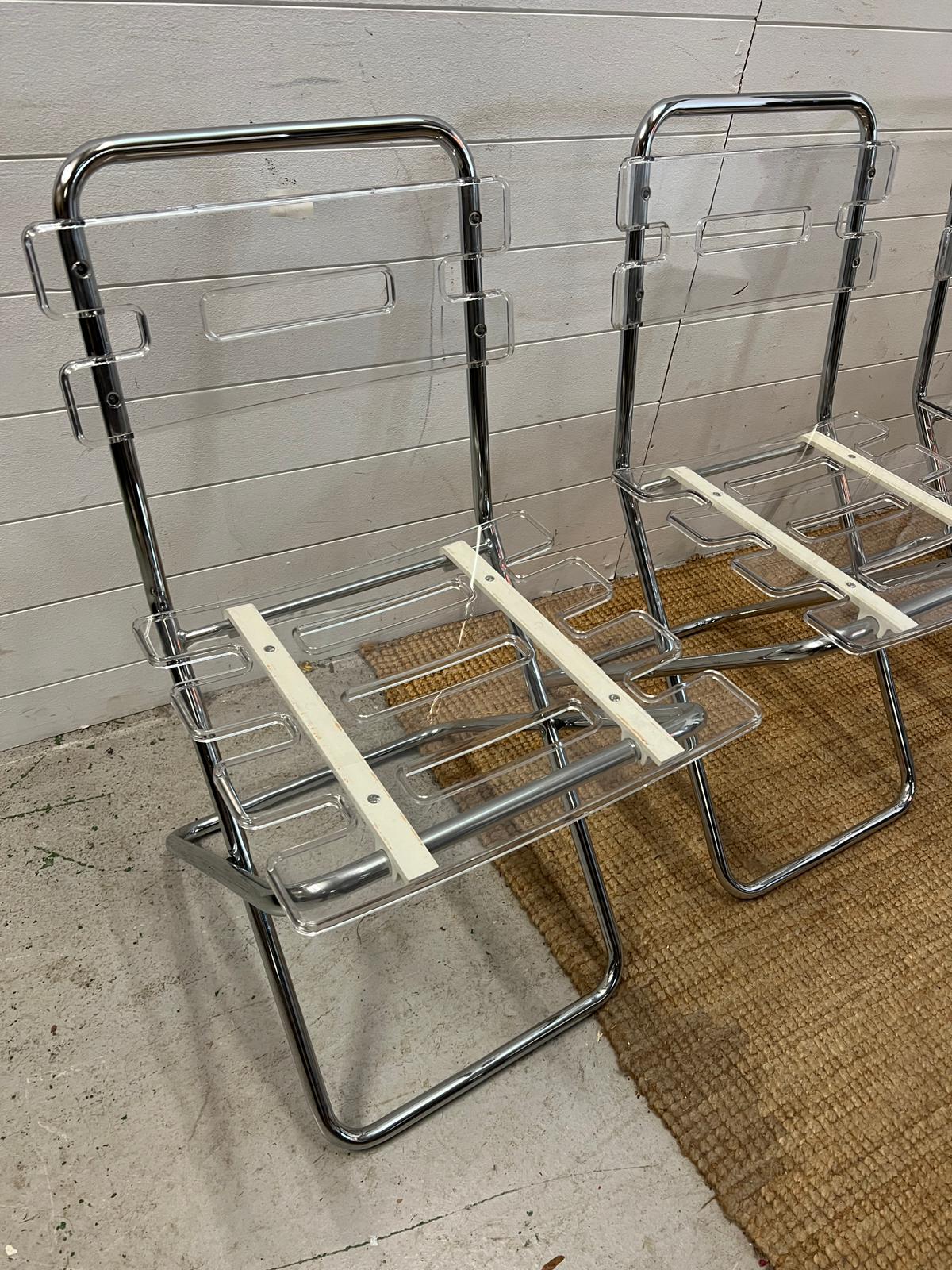 Four folding lolly chairs with acrylic clear seats - Image 2 of 4