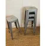 Four silver bistro bar stools