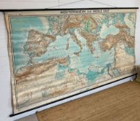 A wall hanging of Mediterranean and Middle East map by Georg Westermann Veriag Braunschweig