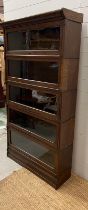 A five tier Casler oak and glazed,barristers bookcase (H166cm W87cm D30cm)