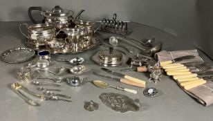 A large volume of silverplated items to include a tea service etc.