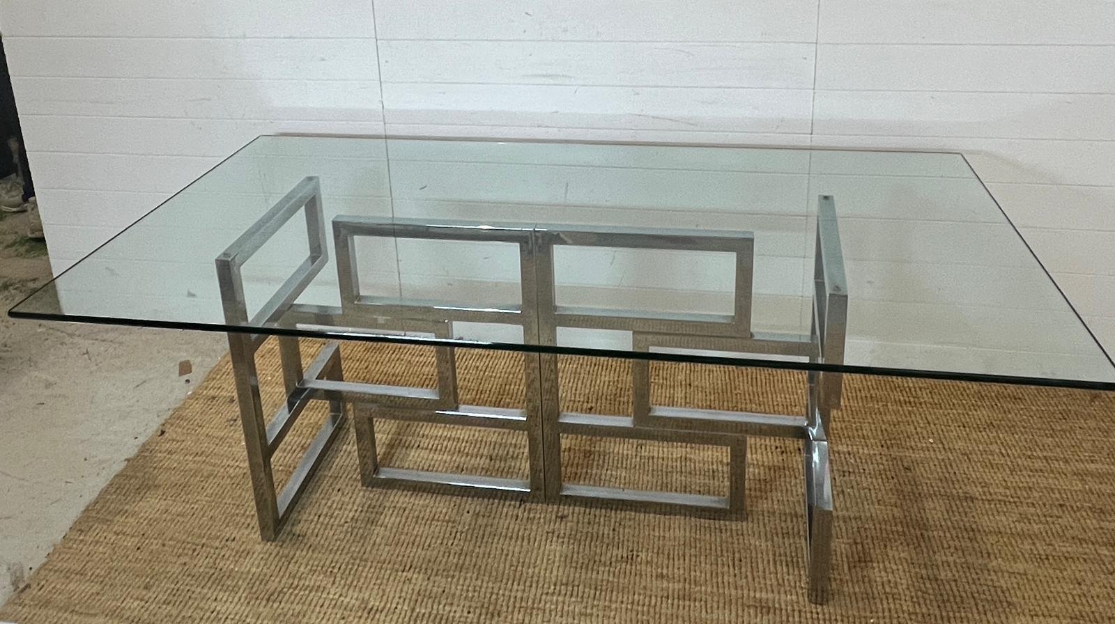 Mid Century Post-Modern Geometric chrome dining table ( 190cm x 100cm x 74cm) - Image 2 of 3