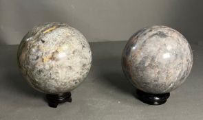Two spheres on stands