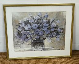 A print of Spring Time flowers, framed 72cm x 61cm