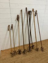 A selection of vintage wooden skis