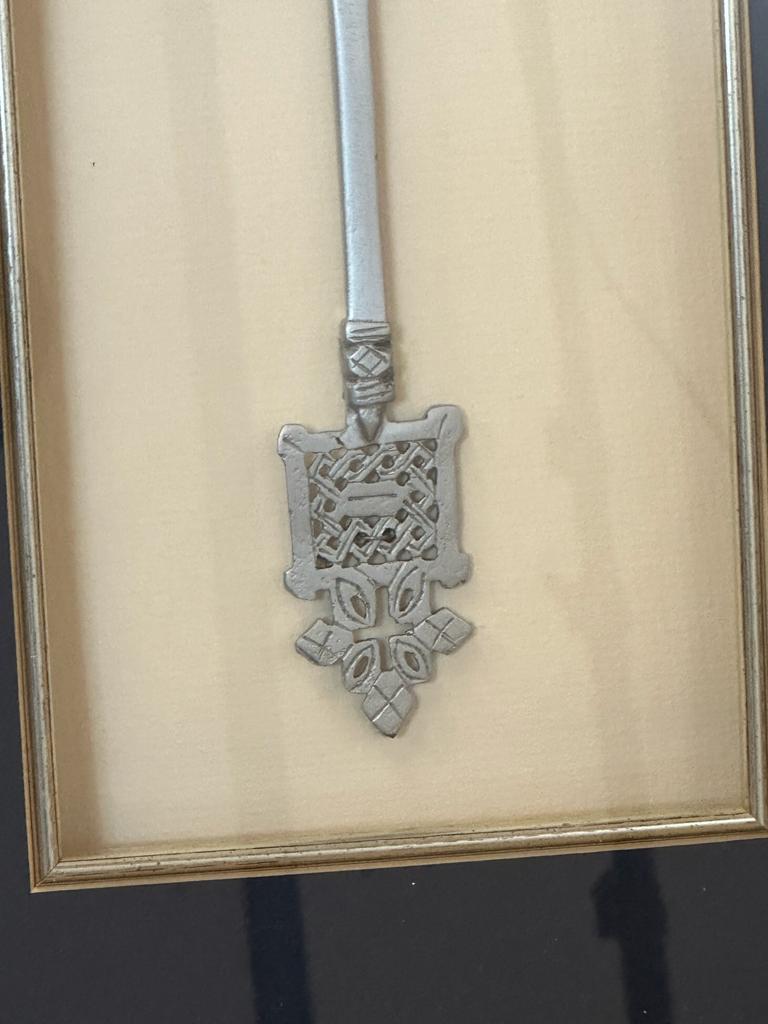 A framed white metal Ethiopian Coptic cross - Image 3 of 3