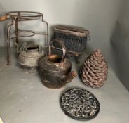 Vintage heater, kettle and pots