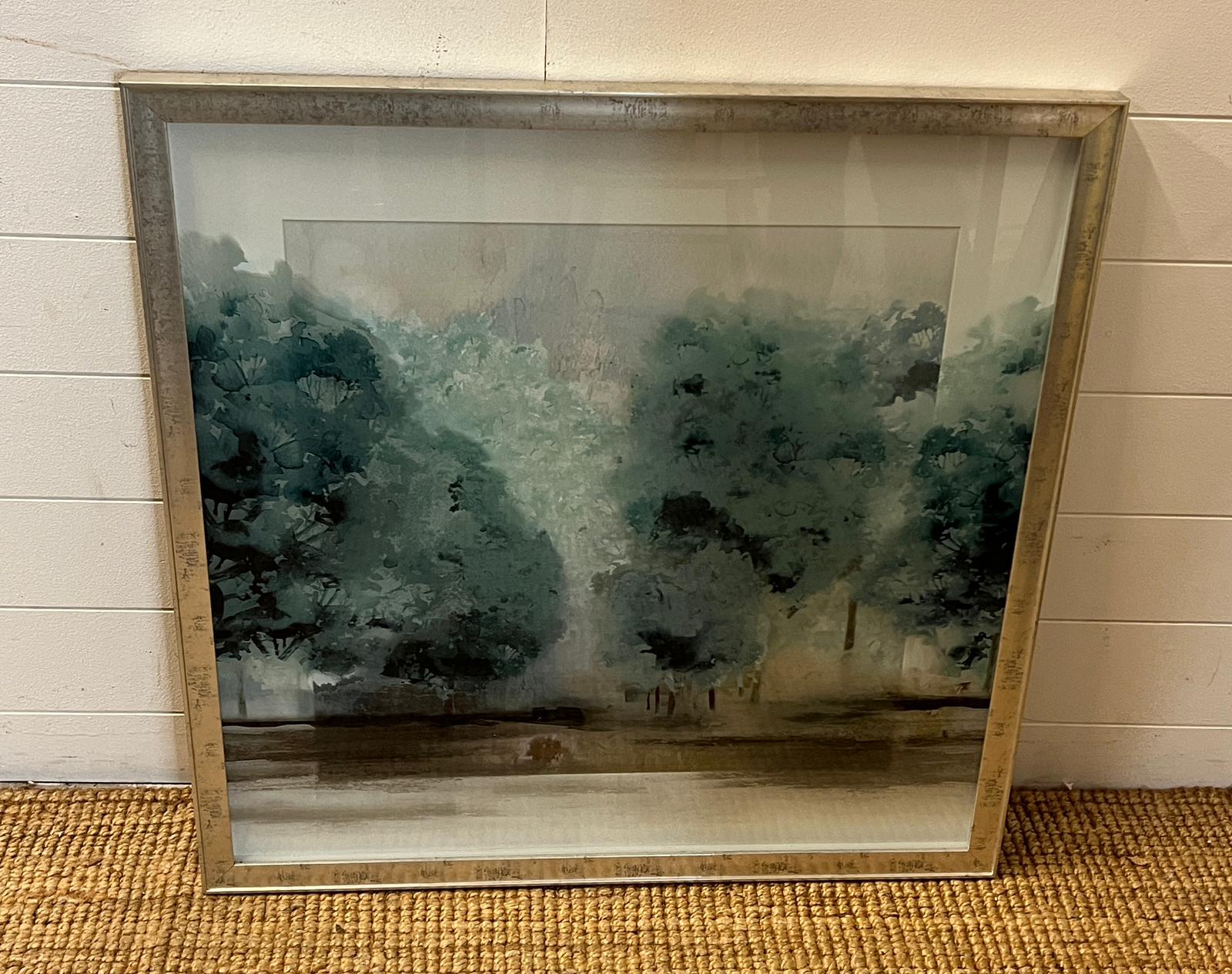 A print of woodland scene (frame size 75cm x 77cm)