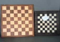 Two wooden chess boards 54x54 and 43x43