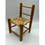 A miniature rush seat dolls chairs (H26cm W17cm)