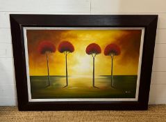 Abstract painting of a sunset (frame size 115cm x 86cm)