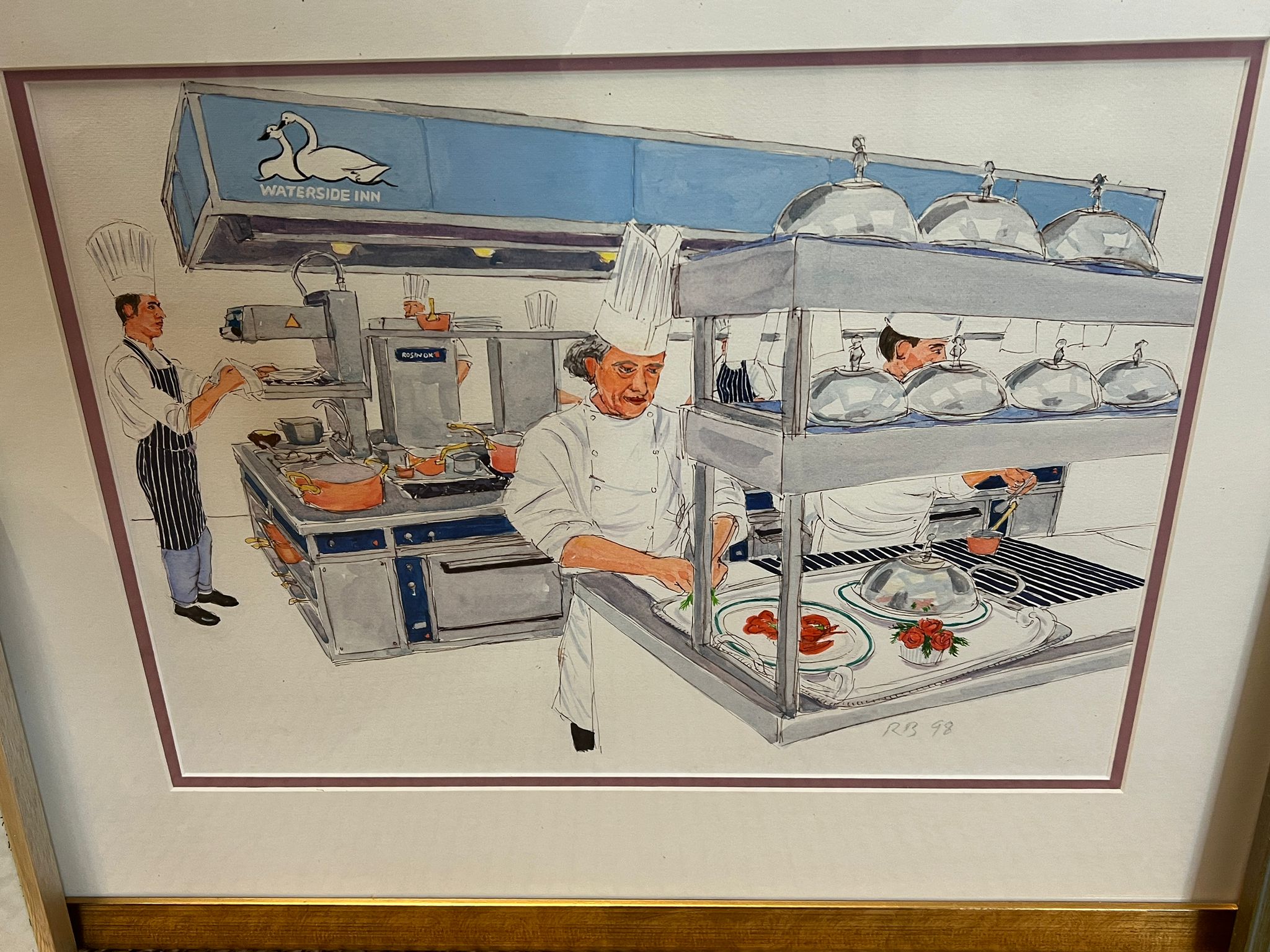 Michael Roux kitchen water colour by Richard Bramble along with The Waterside Kitchen lay out - Image 3 of 4