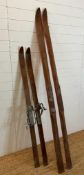 Two pairs of vintage wooden skis