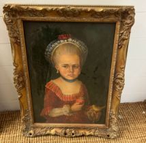 A Naive portrait of young girl (Frame size 50cm x 70cm)