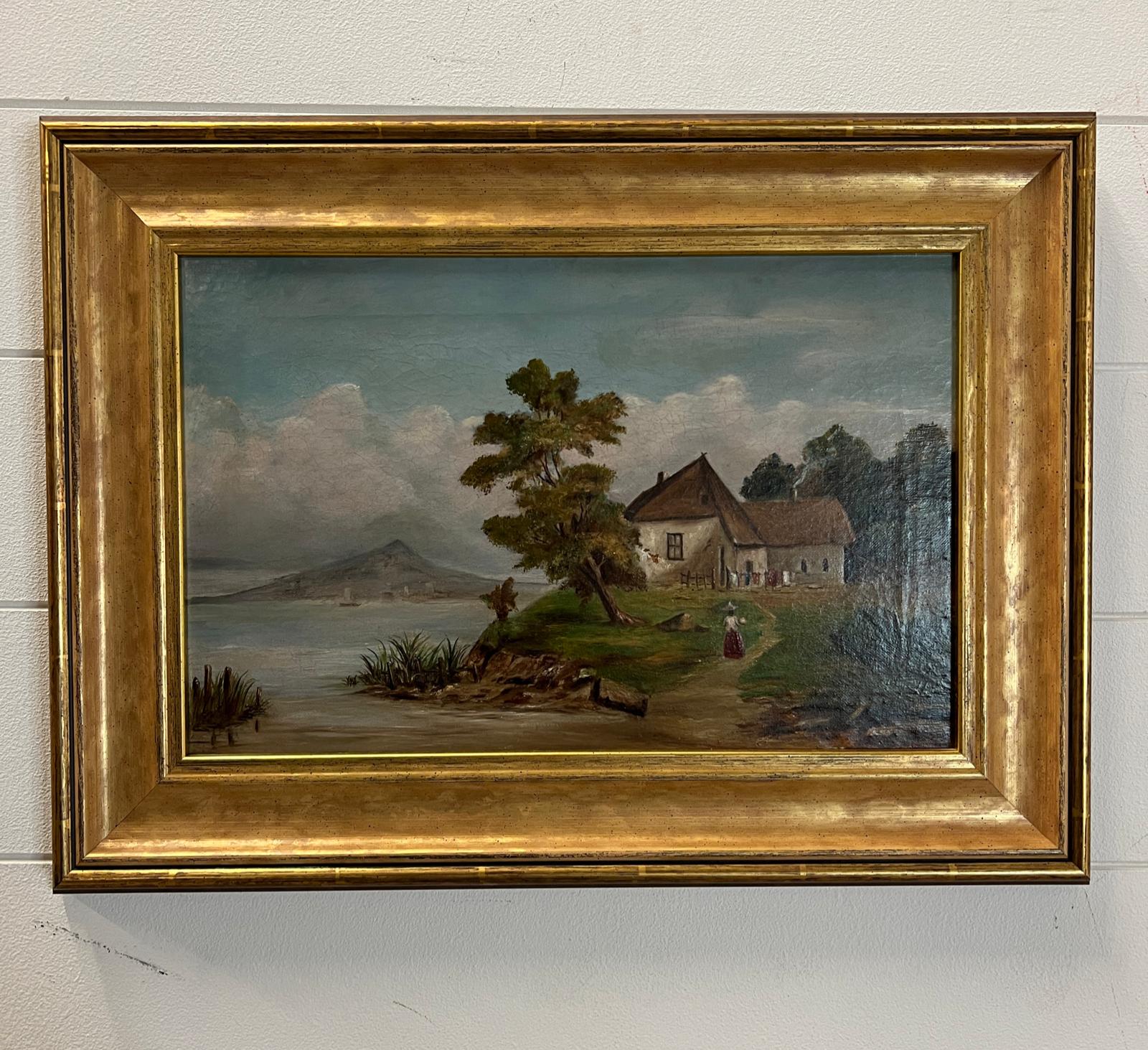 Oil on canvas of cottage scene (Frame size 51cm x 38cm)