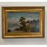 Oil on canvas of cottage scene (Frame size 51cm x 38cm)