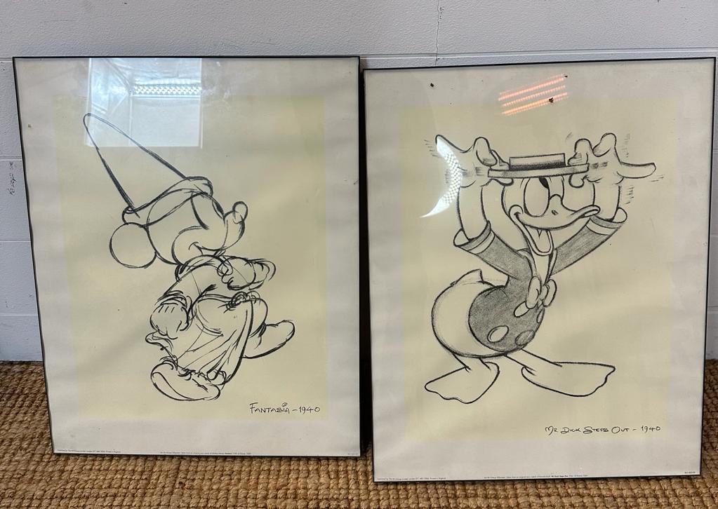 Two Disney character prints "Fantasia and Mr Ducks Step Out"