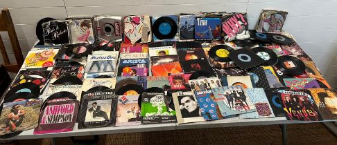 A large collection of records all 45's of 70's 80's, pop, rock and soul music approx 200 various