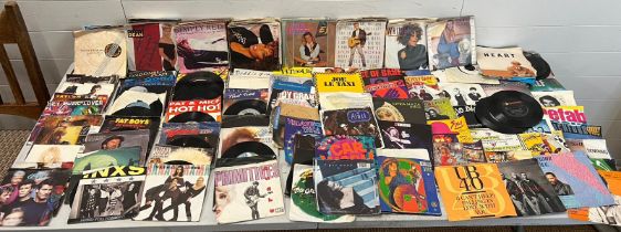 A large collection of records all 45's of 70's 80's, pop, rock and soul music approx 200 various