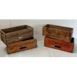 Four vintage Schweppes crate (H18cm W47cm D22cm)